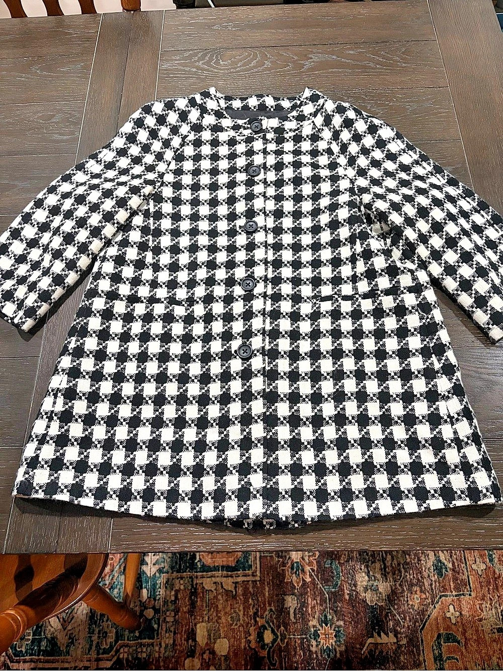 Rafaella Houndstooth Coat in Black & White Size Medium